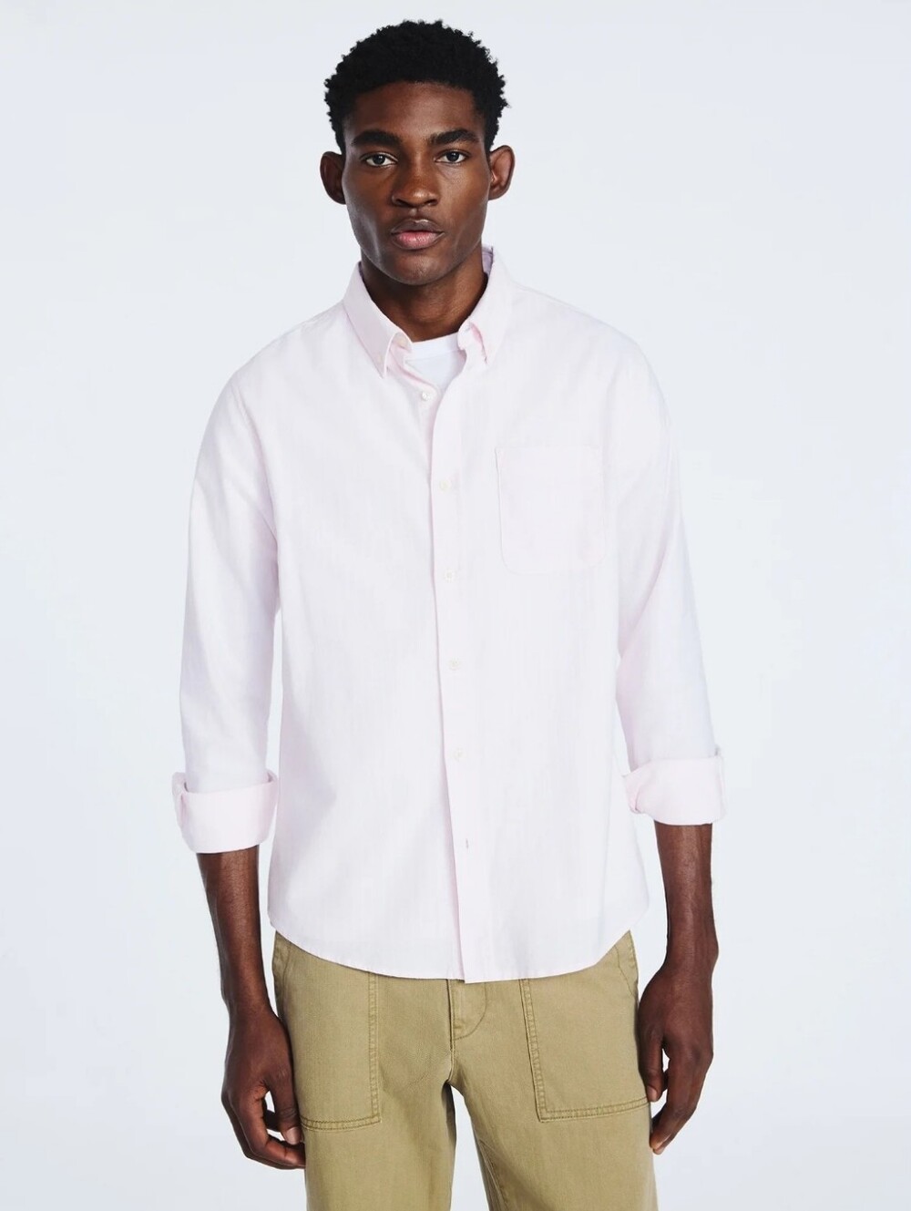 Free Assembly Men's and Big Men's  Button Front Oxford Shirt with Long Sleeves